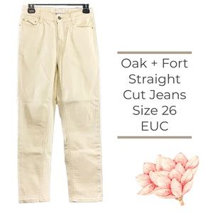 Oak + Fort Straight Cut Jeans Creamy White Size 26 EUC Women's Teen's